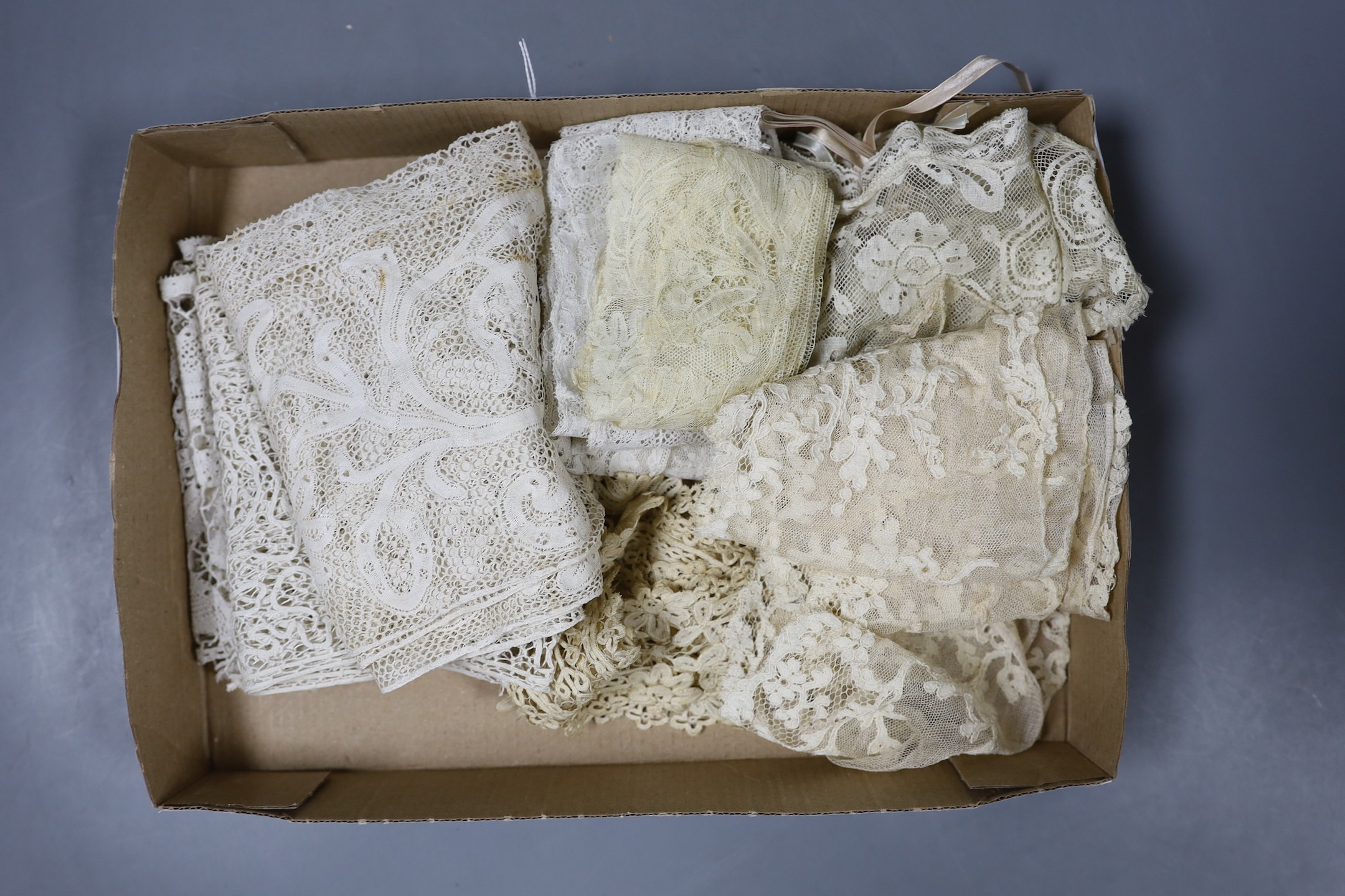 A small collection of 18th and 19th century Flemish bobbin lace trimmings.